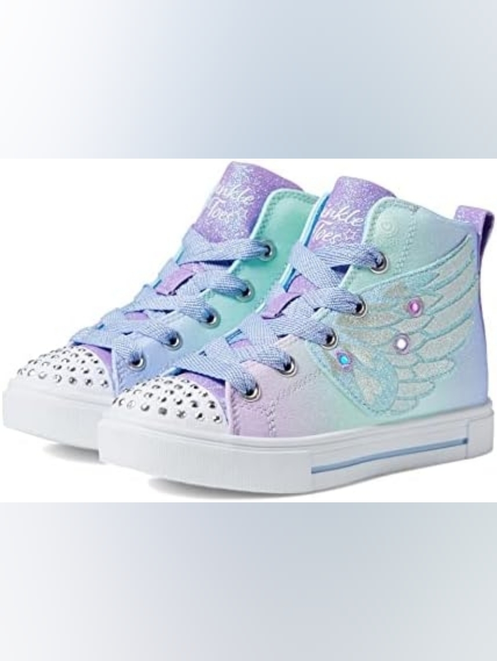New Skechers Girls Twinkle Sparks WING CHARM Light Up Sneakers Sz 1